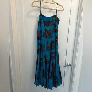 J Crew maxi dress. Blue with red lobsters.